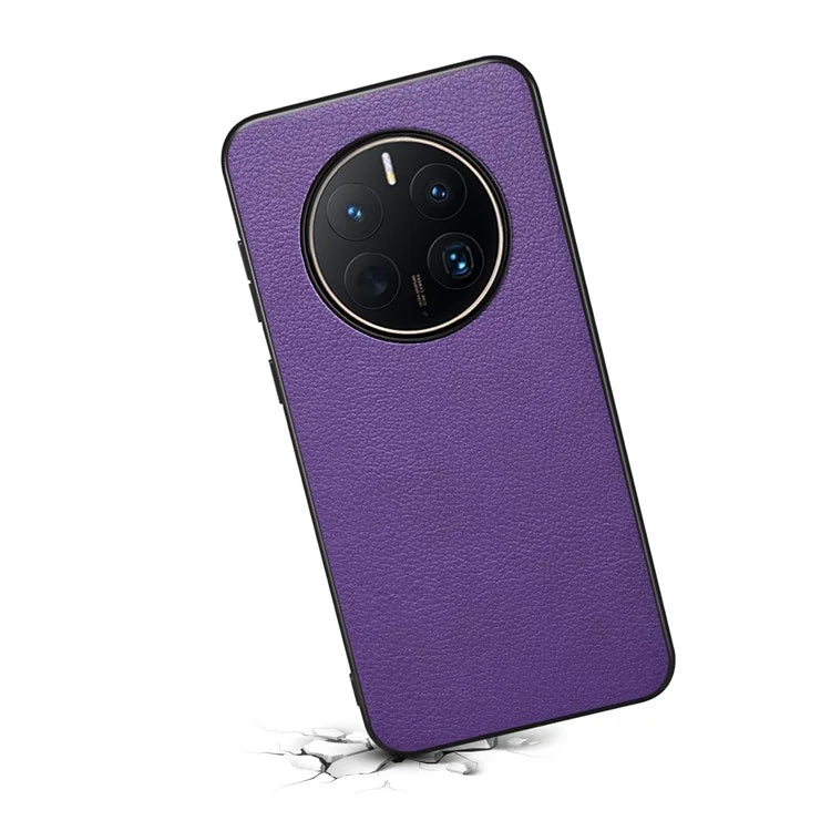 For Huawei Mate 50 Pro 4G Case Leather Coated PC+TPU Protective Phone Cover