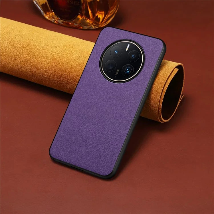 For Huawei Mate 50 Pro 4G Case Leather Coated PC+TPU Protective Phone Cover