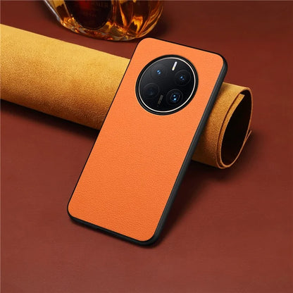 For Huawei Mate 50 Pro 4G Case Leather Coated PC+TPU Protective Phone Cover