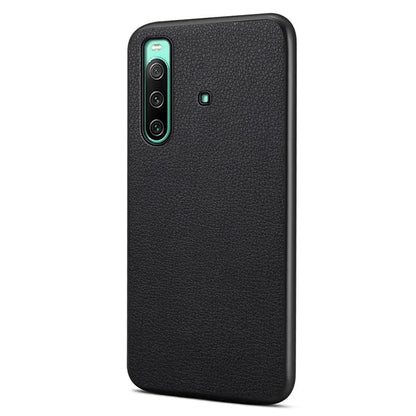 For Sony Xperia 10 IV 5G Case Calf Texture Drop-proof Leather Coated PC+TPU Cover