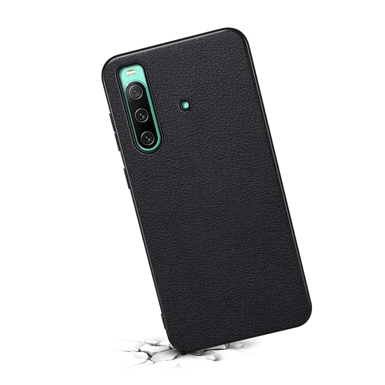 For Sony Xperia 10 IV 5G Case Calf Texture Drop-proof Leather Coated PC+TPU Cover