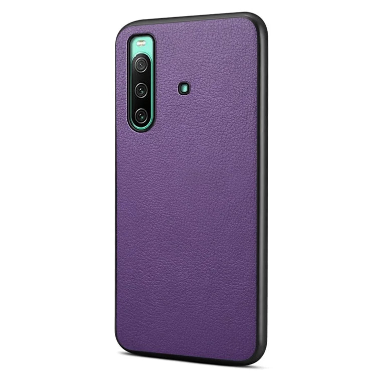 For Sony Xperia 10 IV 5G Case Calf Texture Drop-proof Leather Coated PC+TPU Cover