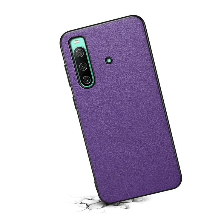For Sony Xperia 10 IV 5G Case Calf Texture Drop-proof Leather Coated PC+TPU Cover