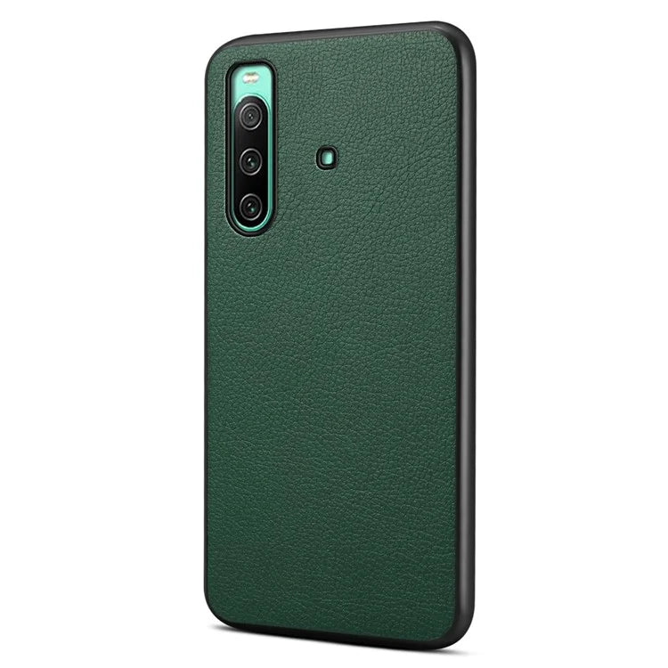 For Sony Xperia 10 IV 5G Case Calf Texture Drop-proof Leather Coated PC+TPU Cover