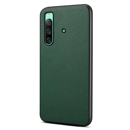 For Sony Xperia 10 IV 5G Case Calf Texture Drop-proof Leather Coated PC+TPU Cover