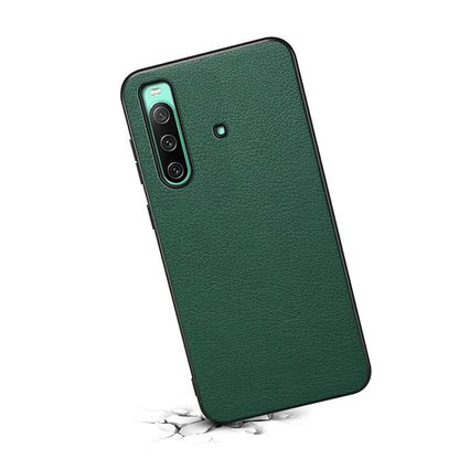For Sony Xperia 10 IV 5G Case Calf Texture Drop-proof Leather Coated PC+TPU Cover