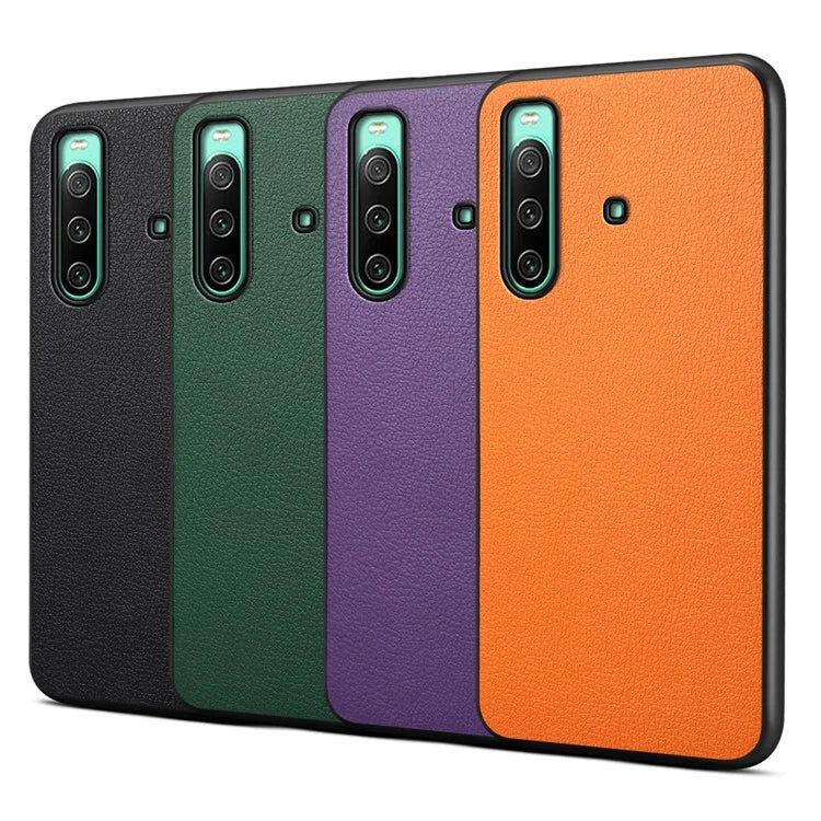 For Sony Xperia 10 IV 5G Case Calf Texture Drop-proof Leather Coated PC+TPU Cover