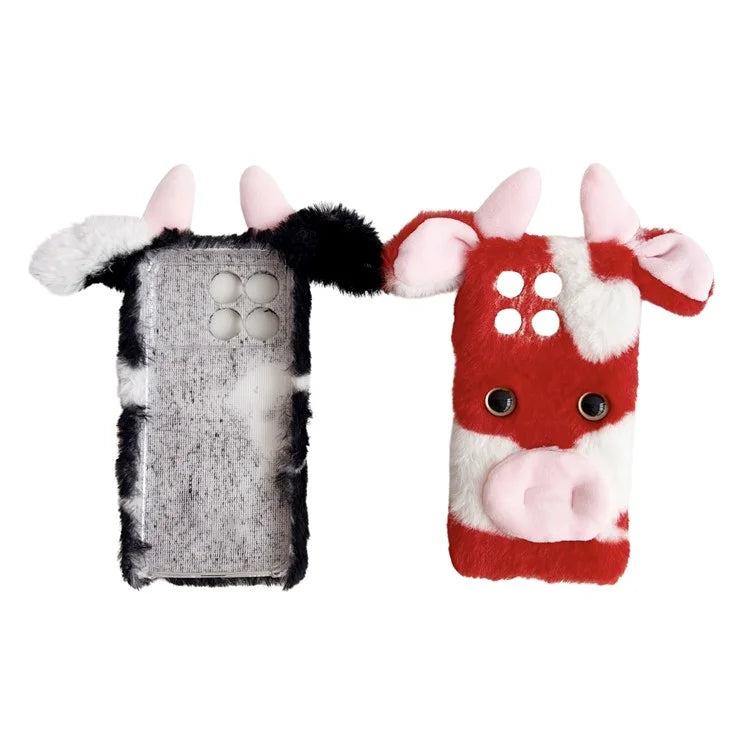 For Xiaomi Poco F6 Pro 5G / Redmi K70 5G / K70 Pro 5G TPU Case Cute Stylish Cows Ear Furry Phone Shell