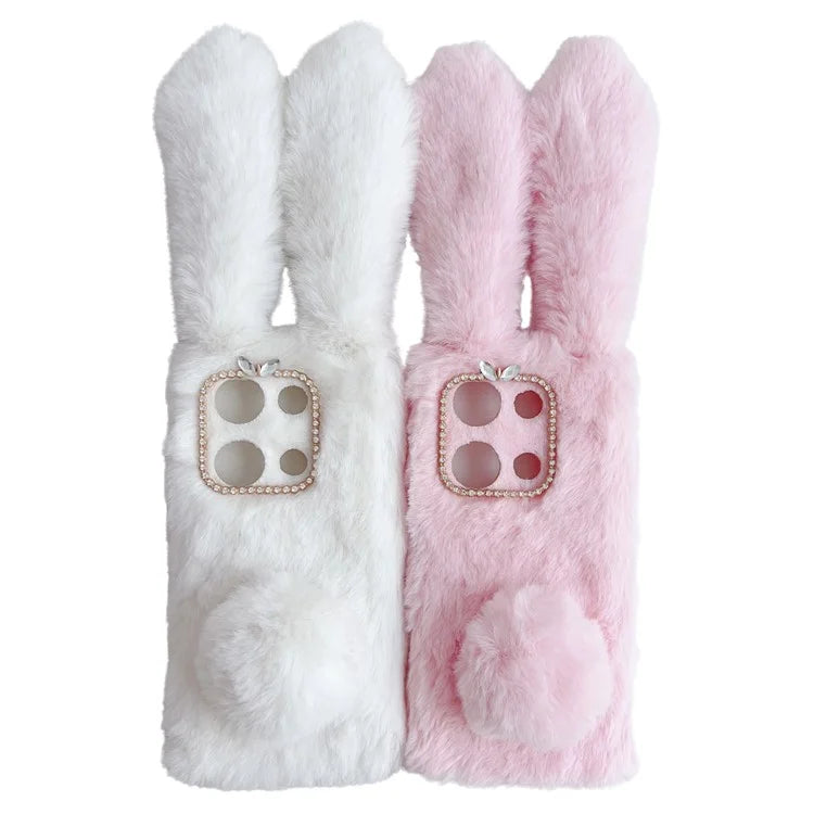 For Xiaomi Redmi Note 13 Pro 4G / Poco M6 Pro 4G TPU Case 3D Bunny Ears Furry Hairball Back Phone Cover