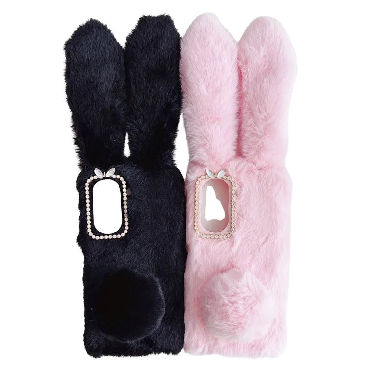 For Asus Zenfone 9 5G Phone Case Bunny Ears Furry Hairball Soft TPU Cover