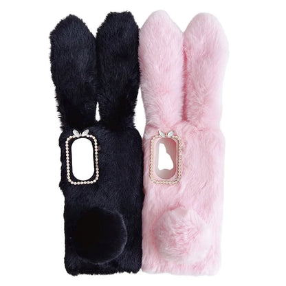 For Asus Zenfone 9 5G Phone Case Bunny Ears Furry Hairball Soft TPU Cover