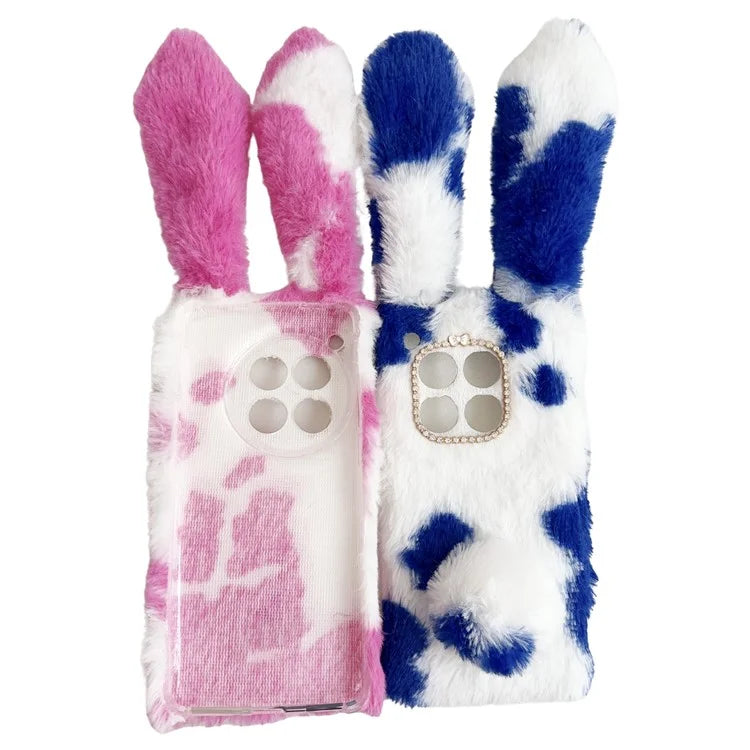 For OnePlus 12 5G Case Fluffy Cows Ear Shockproof Soft TPU Phone Cover