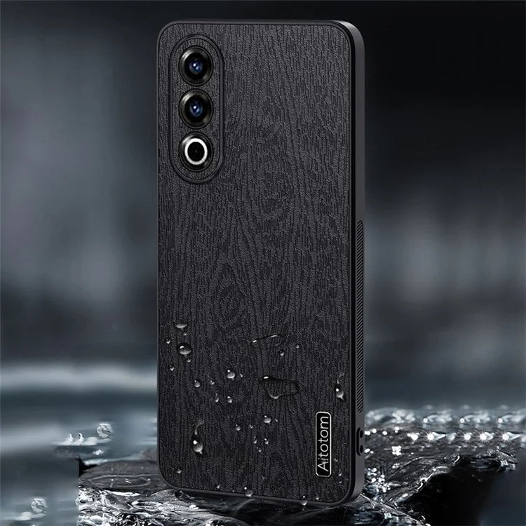 For OnePlus Ace 3V 5G Case Wood Texture Anti-scratch Leather+PC+TPU Back Cover