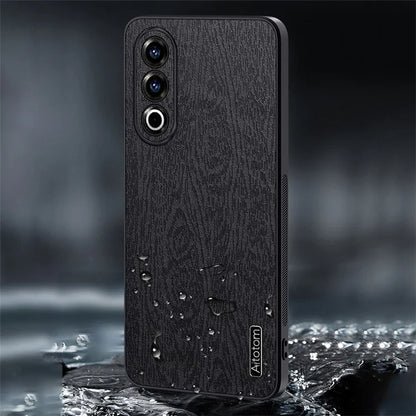 For OnePlus Ace 3V 5G Case Wood Texture Anti-scratch Leather+PC+TPU Back Cover