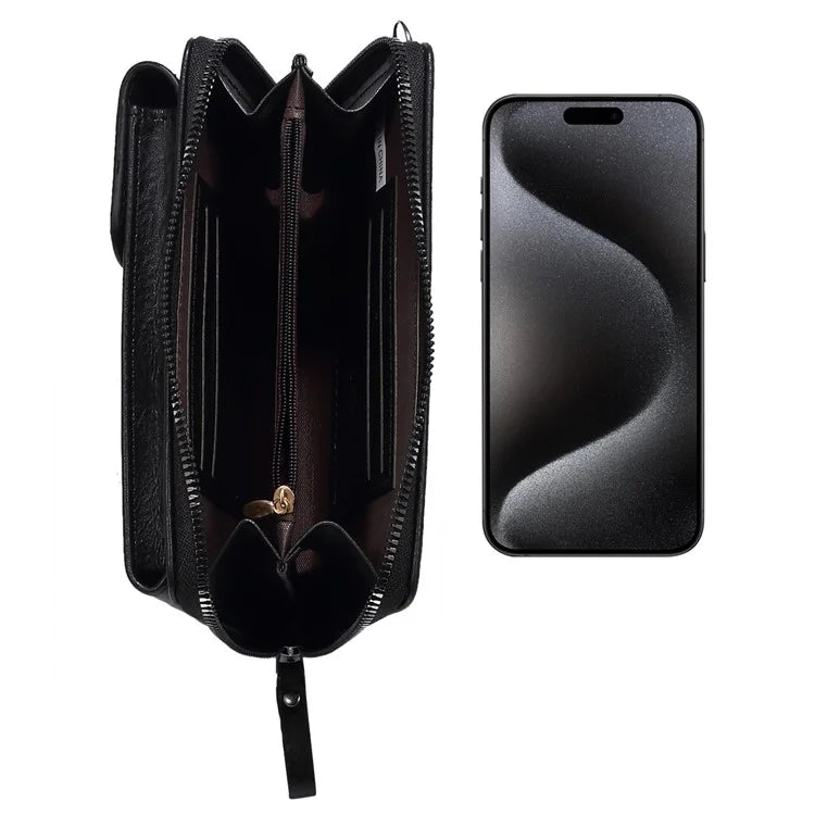 Crossbody Bag for 7.2-inch Phones and Below PU Leather Phone Shoulder Pouch