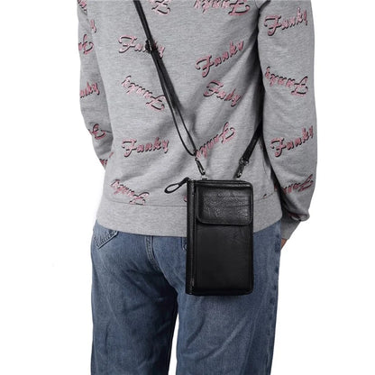 Crossbody Bag for 7.2-inch Phones and Below PU Leather Phone Shoulder Pouch