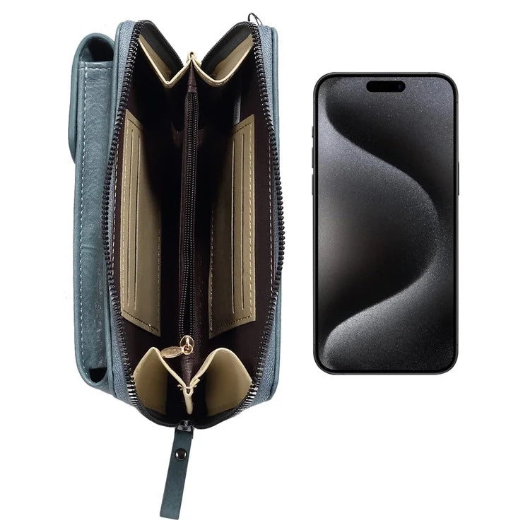 Crossbody Bag for 7.2-inch Phones and Below PU Leather Phone Shoulder Pouch