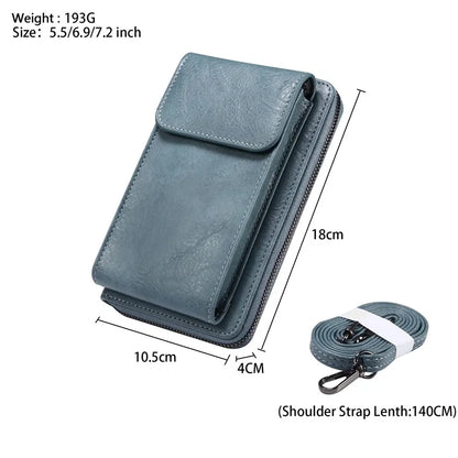 Crossbody Bag for 7.2-inch Phones and Below PU Leather Phone Shoulder Pouch