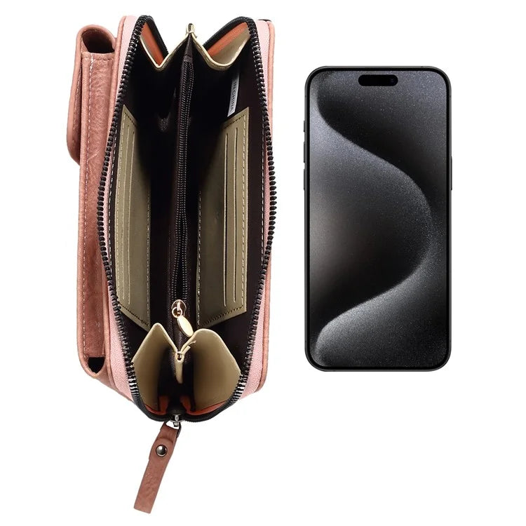 Crossbody Bag for 7.2-inch Phones and Below PU Leather Phone Shoulder Pouch