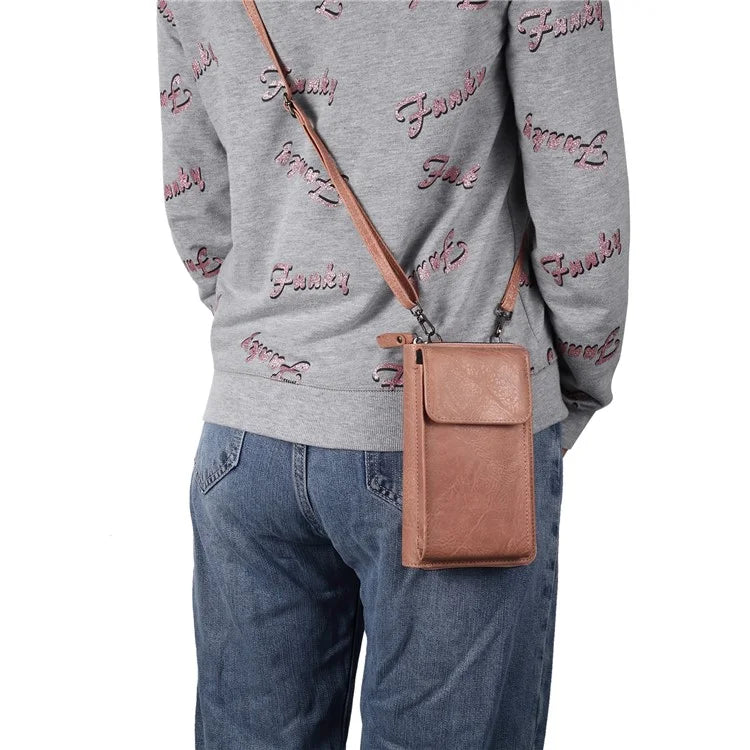 Crossbody Bag for 7.2-inch Phones and Below PU Leather Phone Shoulder Pouch
