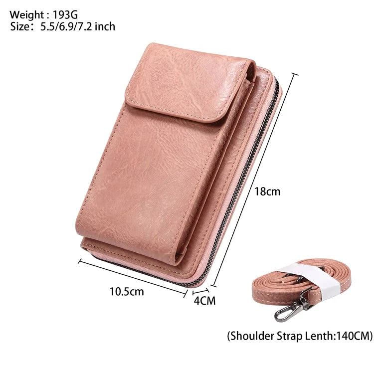Crossbody Bag for 7.2-inch Phones and Below PU Leather Phone Shoulder Pouch