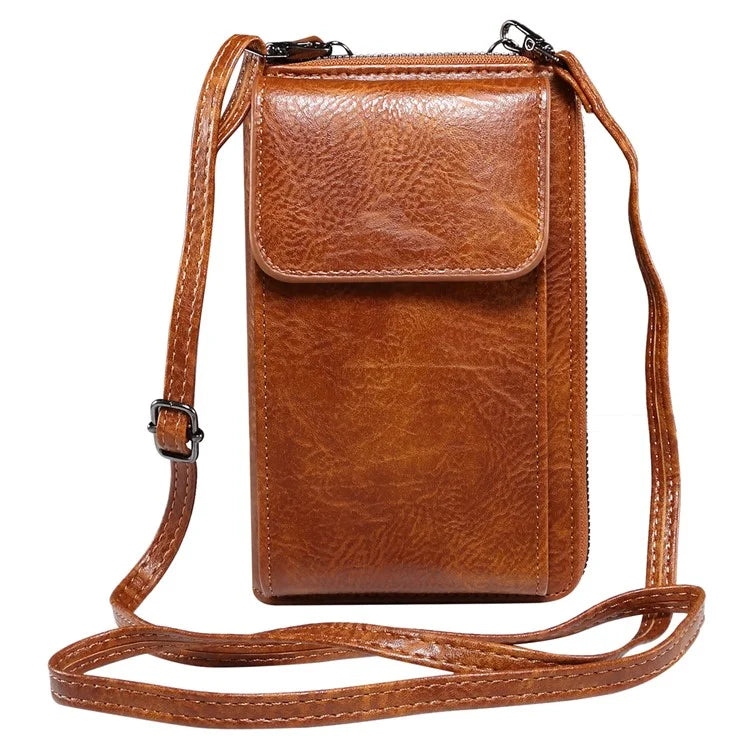 Crossbody Bag for 7.2-inch Phones and Below PU Leather Phone Shoulder Pouch