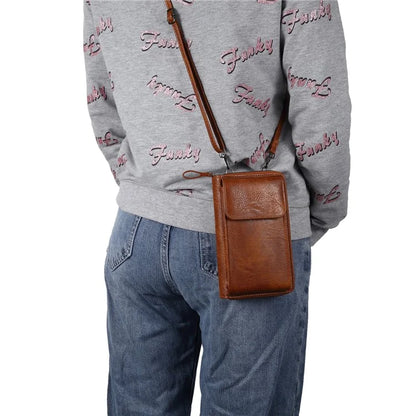 Crossbody Bag for 7.2-inch Phones and Below PU Leather Phone Shoulder Pouch