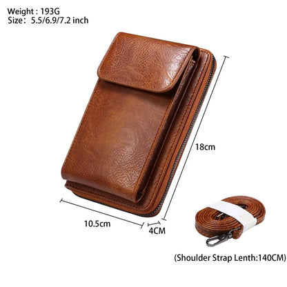 Crossbody Bag for 7.2-inch Phones and Below PU Leather Phone Shoulder Pouch