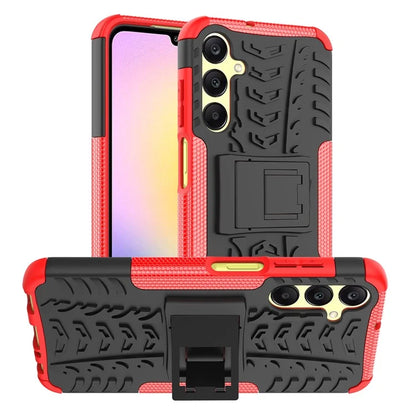 For Samsung Galaxy A25 5G (Global) (161.0 x 76.5 x 8.3mm) Case PC+TPU 2-in-1 Tire Texture Cover with Kickstand