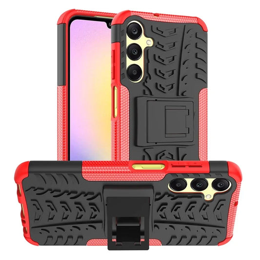 For Samsung Galaxy A25 5G (Global) (161.0 x 76.5 x 8.3mm) Case PC+TPU 2-in-1 Tire Texture Cover with Kickstand