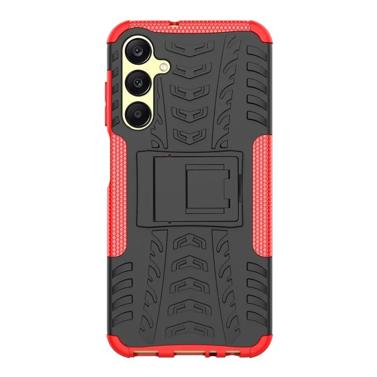 For Samsung Galaxy A25 5G (Global) (161.0 x 76.5 x 8.3mm) Case PC+TPU 2-in-1 Tire Texture Cover with Kickstand