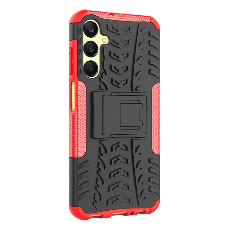 For Samsung Galaxy A25 5G (Global) (161.0 x 76.5 x 8.3mm) Case PC+TPU 2-in-1 Tire Texture Cover with Kickstand