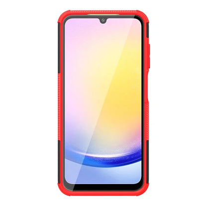 For Samsung Galaxy A25 5G (Global) (161.0 x 76.5 x 8.3mm) Case PC+TPU 2-in-1 Tire Texture Cover with Kickstand