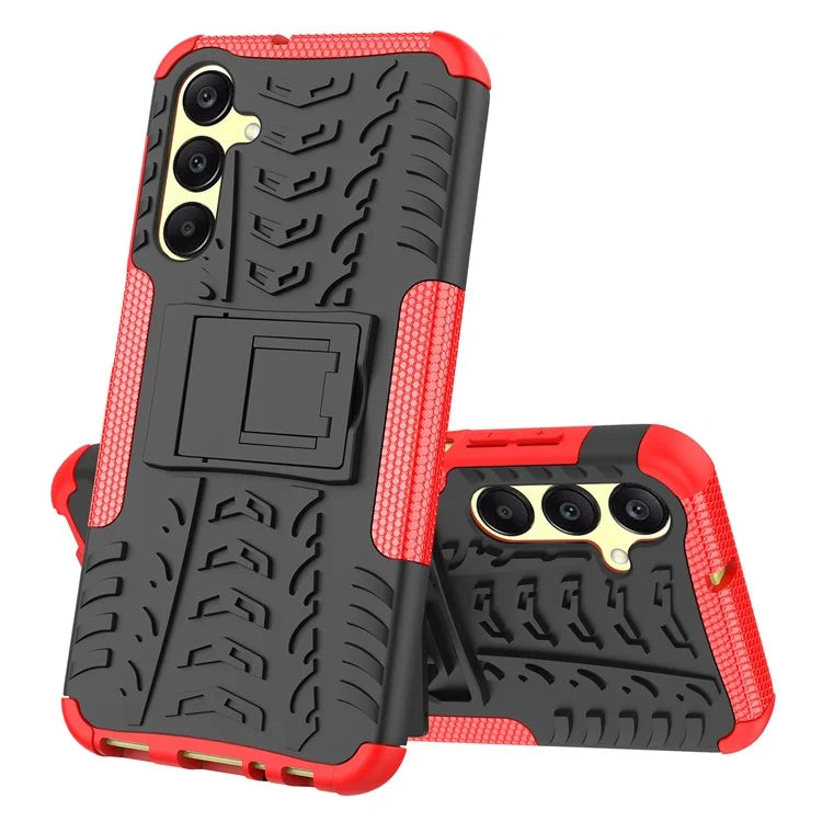 For Samsung Galaxy A25 5G (Global) (161.0 x 76.5 x 8.3mm) Case PC+TPU 2-in-1 Tire Texture Cover with Kickstand