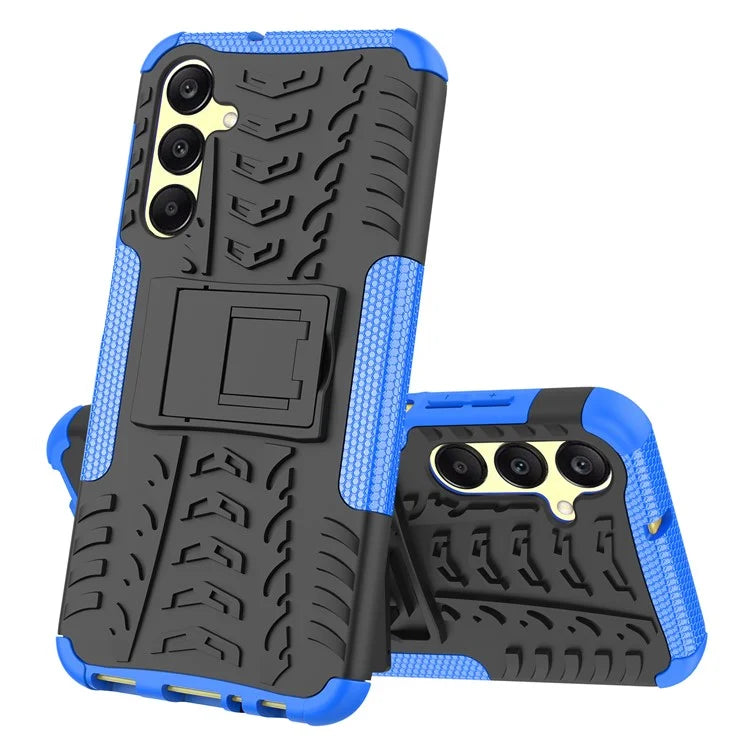 For Samsung Galaxy A25 5G (Global) (161.0 x 76.5 x 8.3mm) Case PC+TPU 2-in-1 Tire Texture Cover with Kickstand