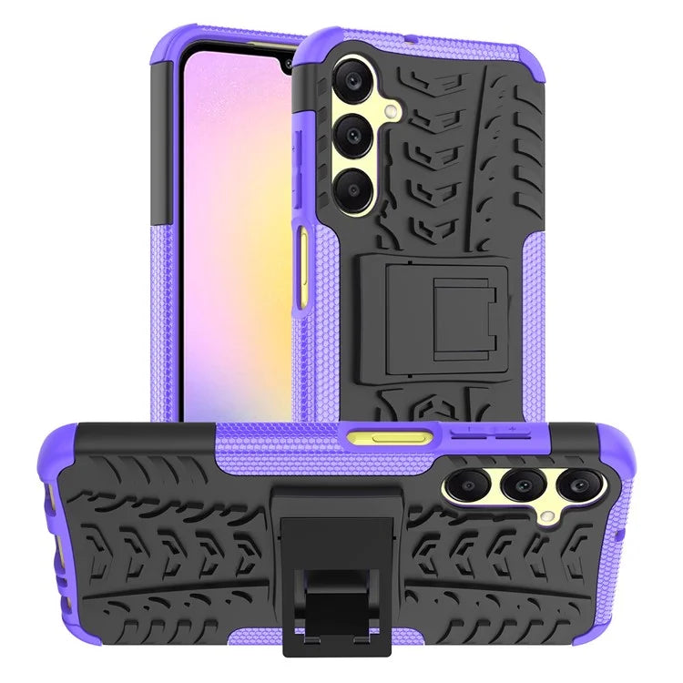 For Samsung Galaxy A25 5G (Global) (161.0 x 76.5 x 8.3mm) Case PC+TPU 2-in-1 Tire Texture Cover with Kickstand