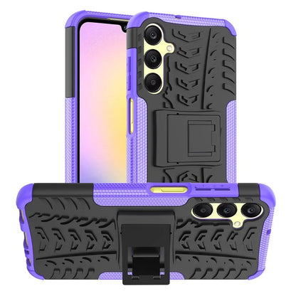 For Samsung Galaxy A25 5G (Global) (161.0 x 76.5 x 8.3mm) Case PC+TPU 2-in-1 Tire Texture Cover with Kickstand