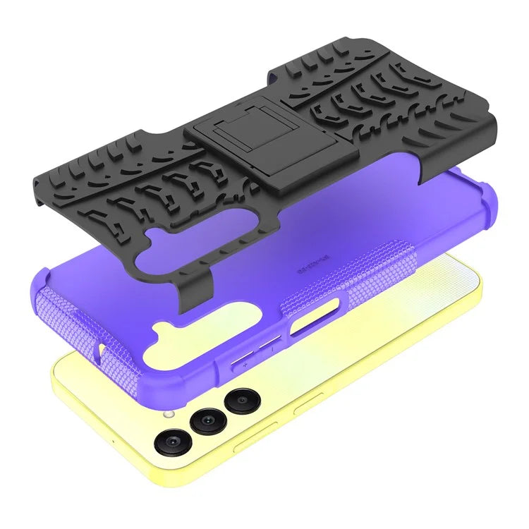 For Samsung Galaxy A25 5G (Global) (161.0 x 76.5 x 8.3mm) Case PC+TPU 2-in-1 Tire Texture Cover with Kickstand