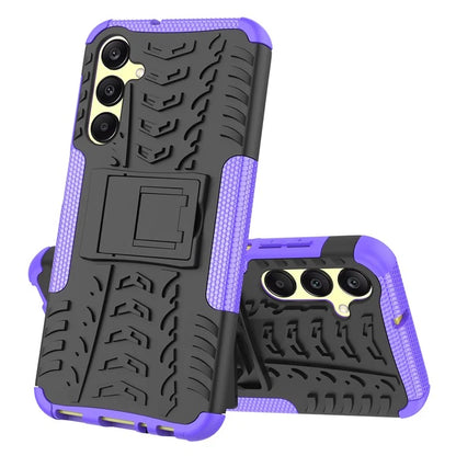 For Samsung Galaxy A25 5G (Global) (161.0 x 76.5 x 8.3mm) Case PC+TPU 2-in-1 Tire Texture Cover with Kickstand