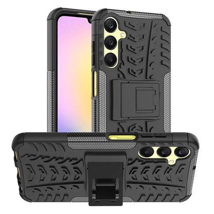 For Samsung Galaxy A25 5G (Global) (161.0 x 76.5 x 8.3mm) Case PC+TPU 2-in-1 Tire Texture Cover with Kickstand