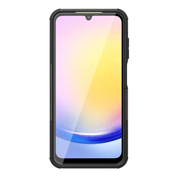 For Samsung Galaxy A25 5G (Global) (161.0 x 76.5 x 8.3mm) Case PC+TPU 2-in-1 Tire Texture Cover with Kickstand