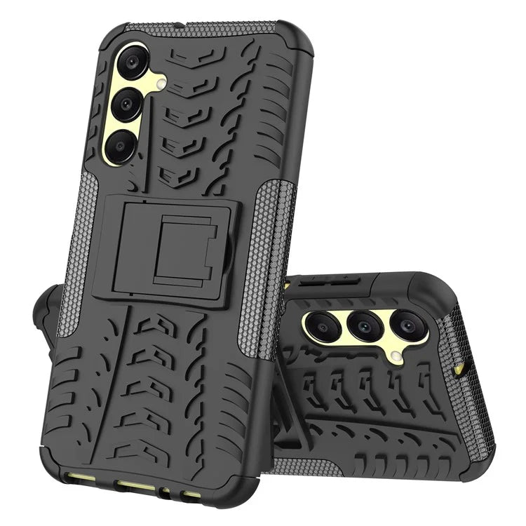 For Samsung Galaxy A25 5G (Global) (161.0 x 76.5 x 8.3mm) Case PC+TPU 2-in-1 Tire Texture Cover with Kickstand