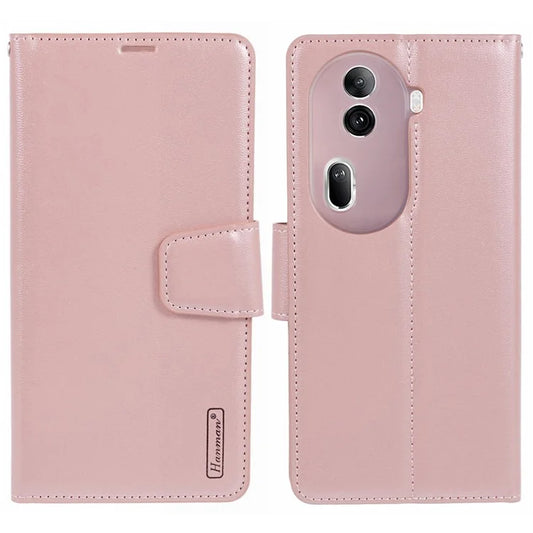HANMAN Mill Series For Oppo Reno11 Pro 5G (Global) Case PU Leather Foldable Stand Phone Cover Gold