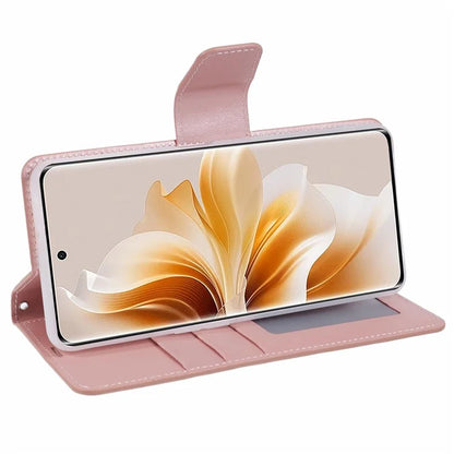 HANMAN Mill Series For Oppo Reno11 5G (Global) Magnetic Case PU Leather Phone Cover with Foldable Stand Gold