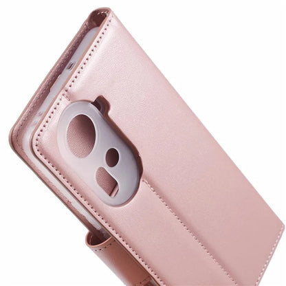 HANMAN Mill Series For Oppo Reno11 5G (Global) Magnetic Case PU Leather Phone Cover with Foldable Stand Gold