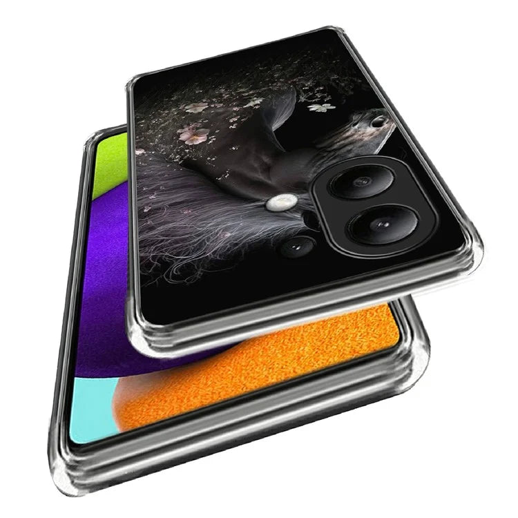 For Xiaomi Redmi Note 13 4G Case Soft TPU Shockproof Pattern Printing Phone Cover and Flower