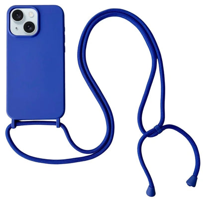 For iPhone 14 Case Liquid Silicone Protective Phone Cover with Crossbody Lanyard