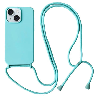 For iPhone 14 Case Liquid Silicone Protective Phone Cover with Crossbody Lanyard
