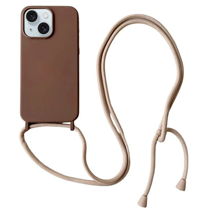 For iPhone 13 Crossbody Case Liquid Silicone Ultra Slim Fit Shockproof Phone Cover