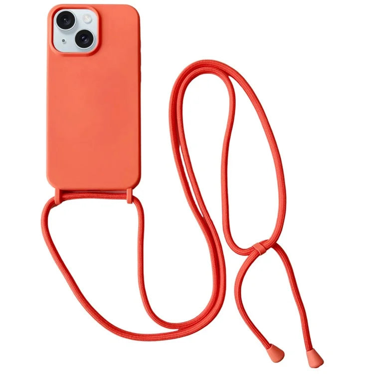 For iPhone 13 Crossbody Case Liquid Silicone Ultra Slim Fit Shockproof Phone Cover